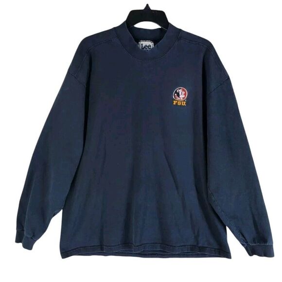 Vtg Lee Sport Nutmeg FSU Mock Sweatshirt Mens L Black Boxy 90s Y2K USA Made - Picture 8 of 9